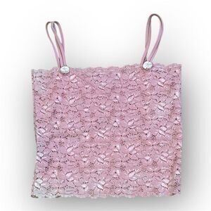 Wild Cat Vintage Y2K Baby Pink Lace Babydoll Style Tank Top, Junior’s Small